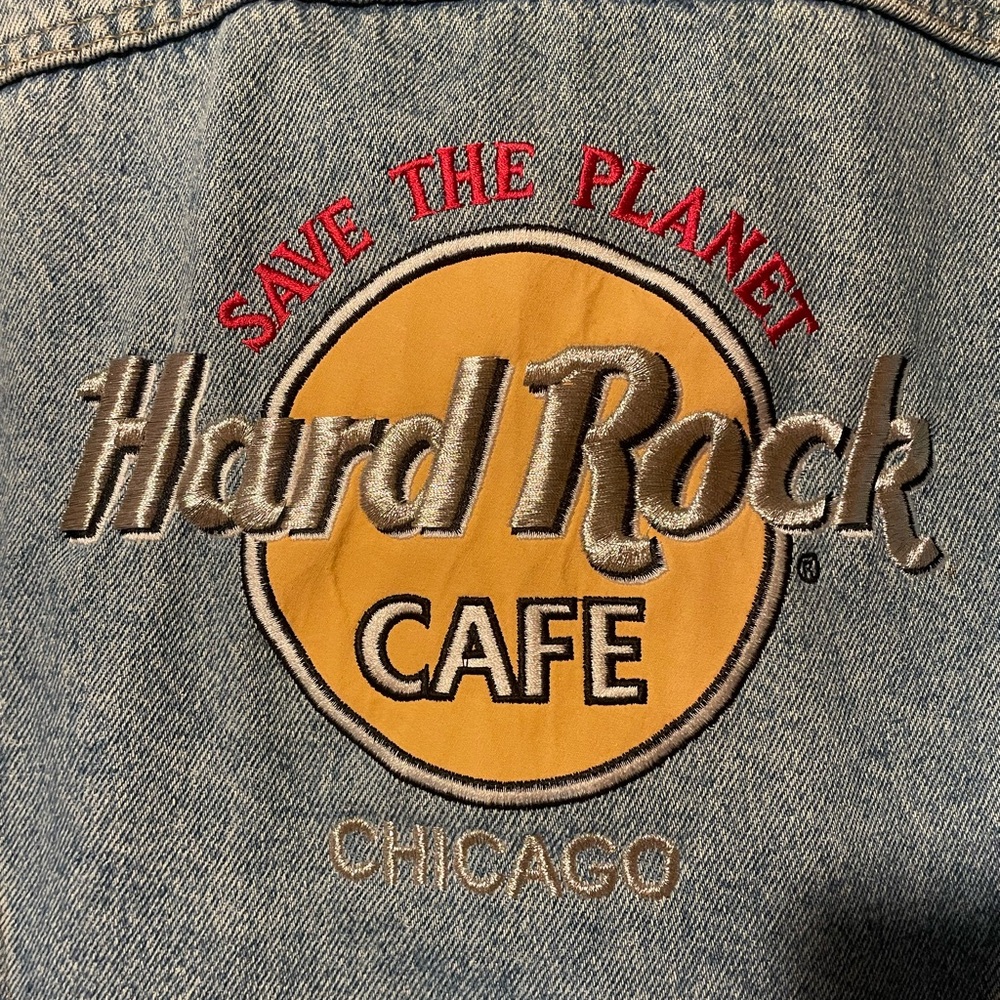 Hard Rock Cafe Lee Jean Jacket Chicago Size Small Blue Denim - Picture 3 of 13